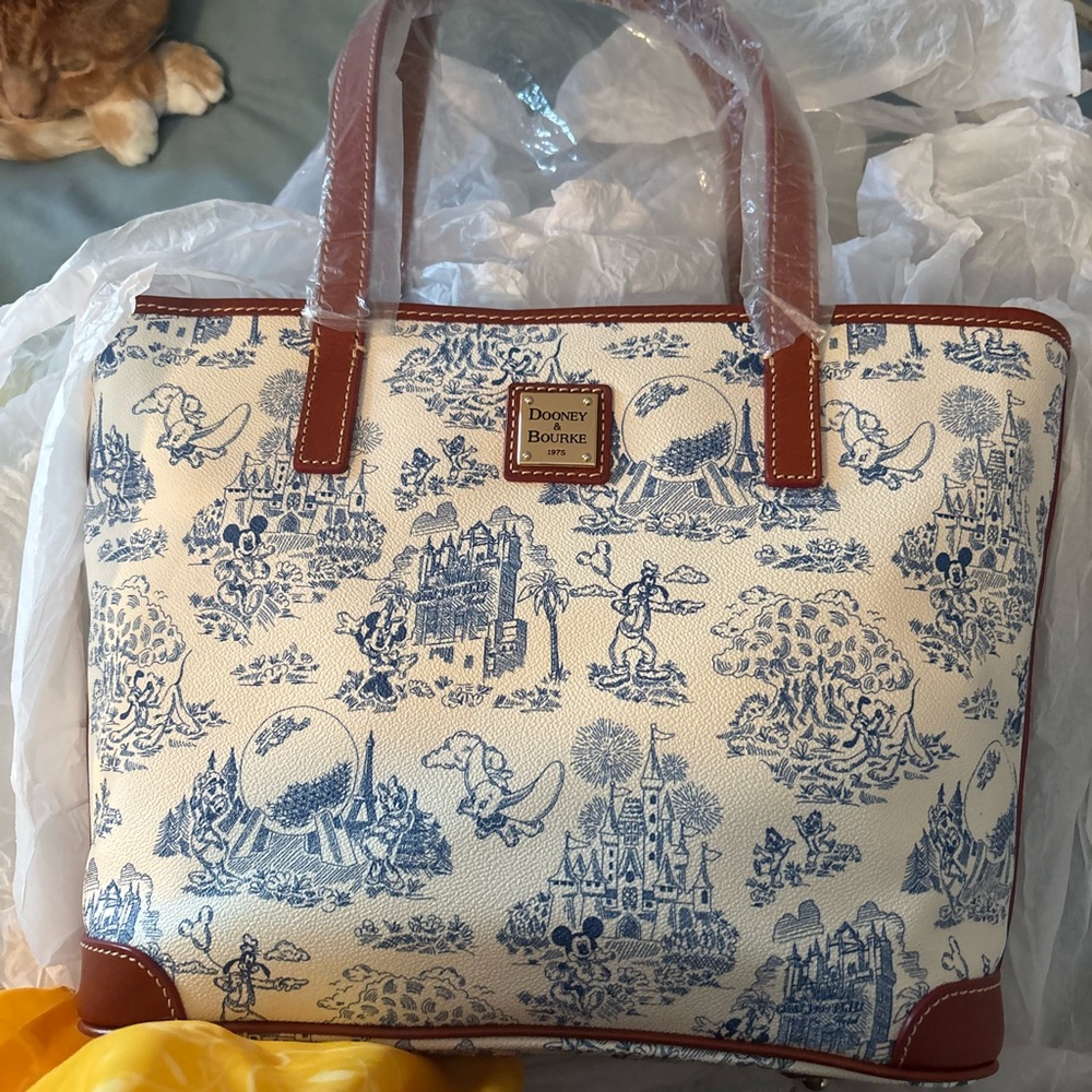 Dooney & Bourke Disney Blue and White Toile Tote Bag